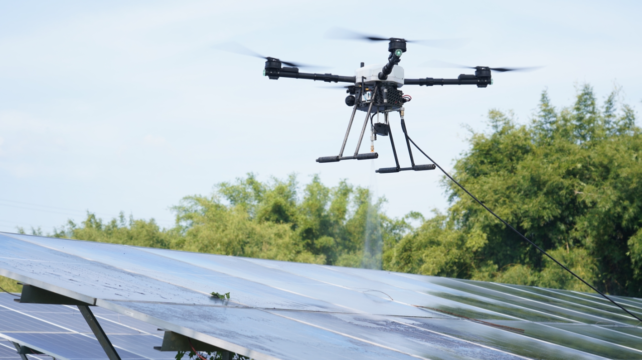 Solar Panel Drone Cleaning